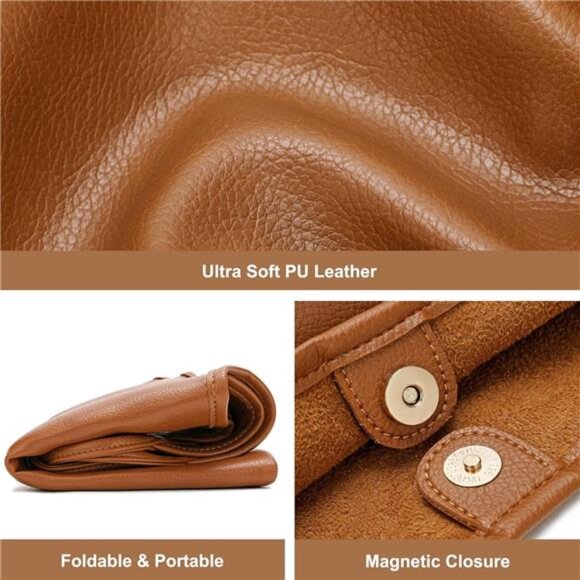 Slouchy Hobo Bags for Women Orange Brown - Picture 3 of 6